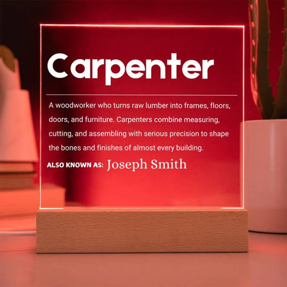 Carpenter Gift Personalized LED Acrylic Plaque – Woodworker Gift – view 2