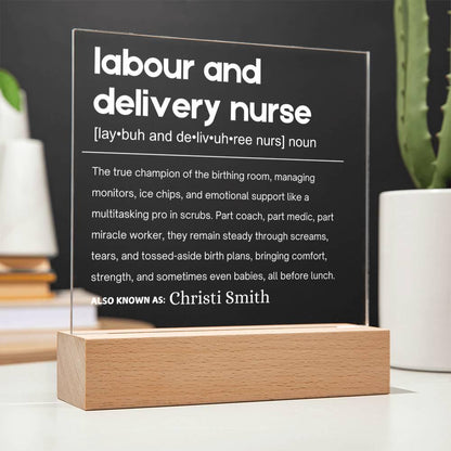 Labor and Delivery Nurse Gift Personalized LED Acrylic Plaque – view 9