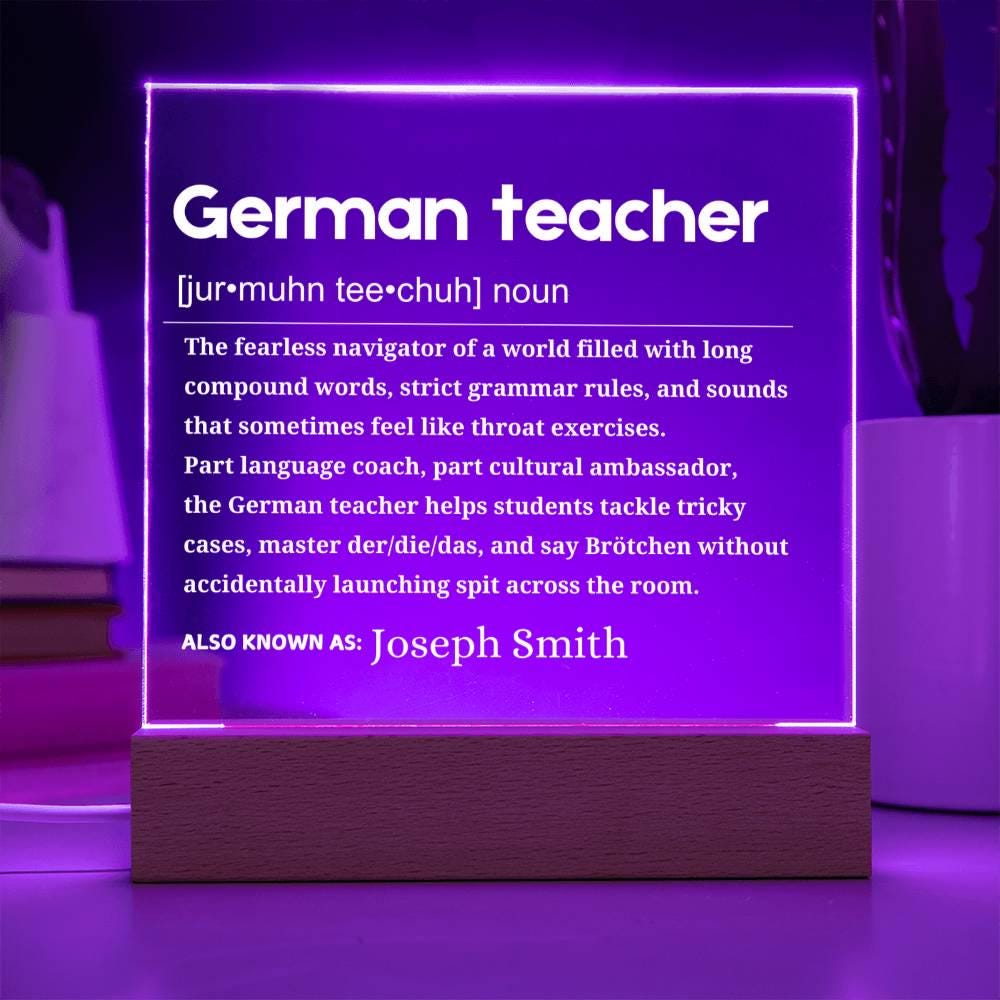 German Teacher Gift Personalized LED Acrylic Plaque – Birthday Gift – view 10