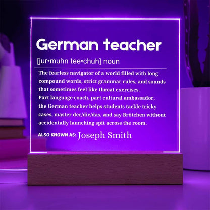 German Teacher Gift Personalized LED Acrylic Plaque – Birthday Gift – view 10