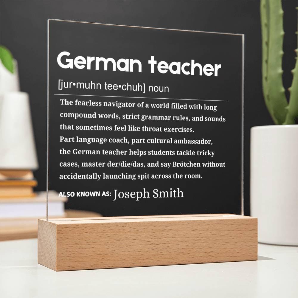 German Teacher Gift Personalized LED Acrylic Plaque – Birthday Gift – view 9