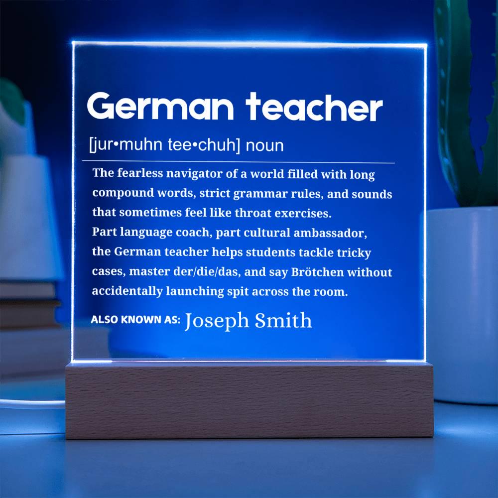 German Teacher Gift Personalized LED Acrylic Plaque – Birthday Gift – view 2