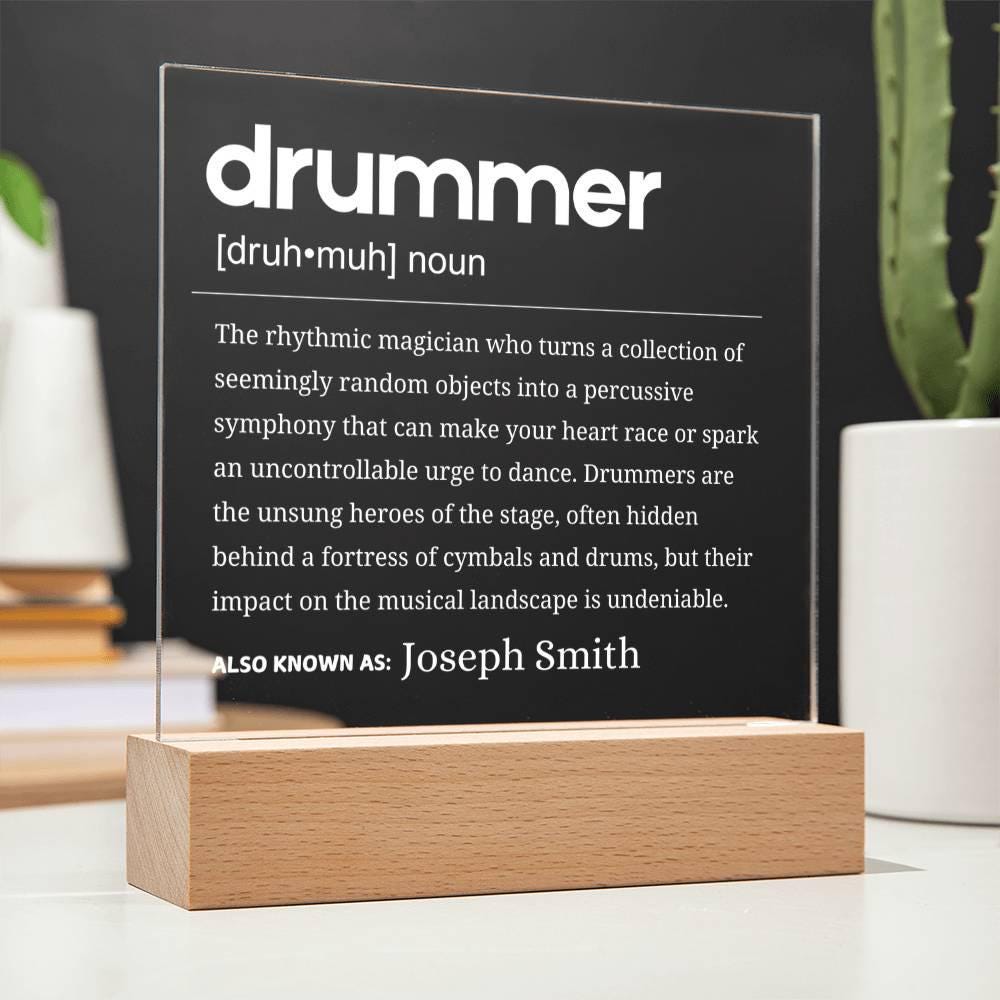 Drummer Definition Personalized LED Acrylic Plaque – Gift for Drummer – view 3
