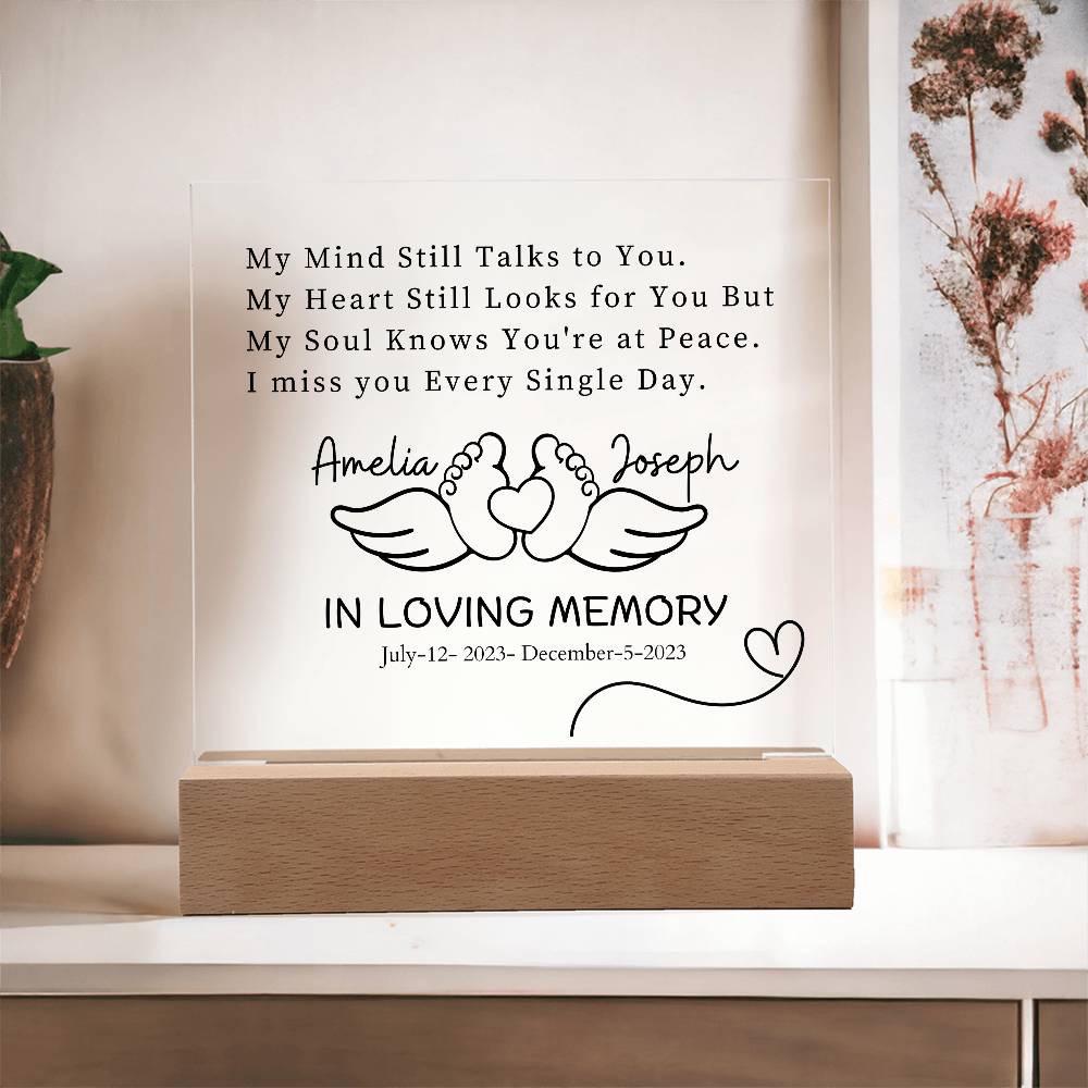 Personalized Baby Memorial Keepsake LED Acrylic Plaque – Loss of Child