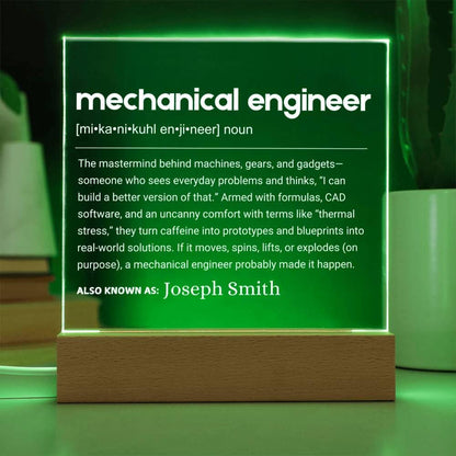 Mechanical Engineer Gift Personalized LED Acrylic Plaque – view 9