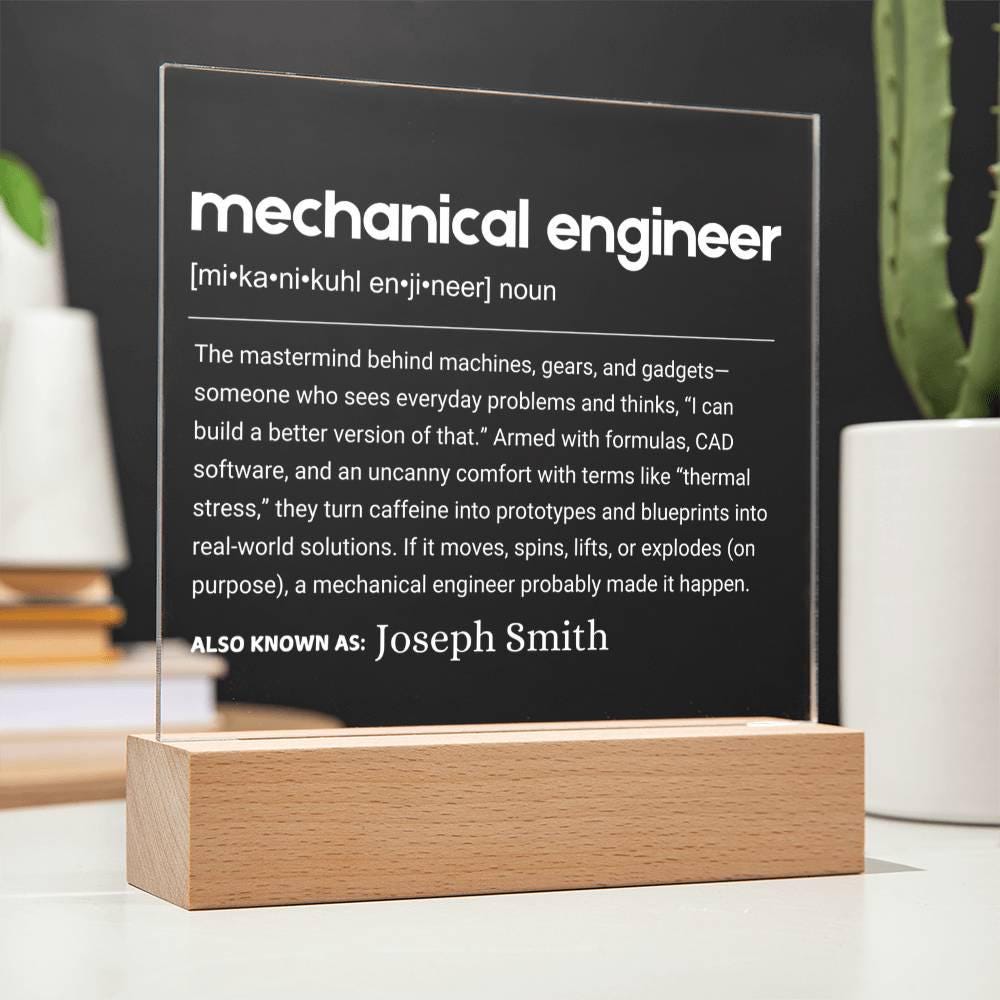 Mechanical Engineer Gift Personalized LED Acrylic Plaque – view 8