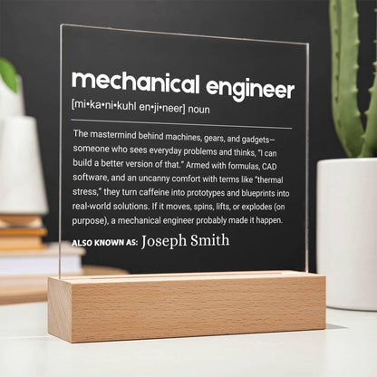 Mechanical Engineer Gift Personalized LED Acrylic Plaque – view 8