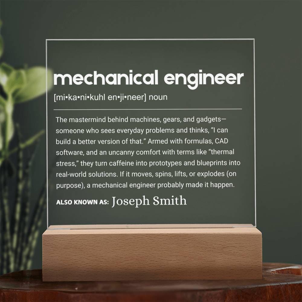 Mechanical Engineer Gift Personalized LED Acrylic Plaque – view 7