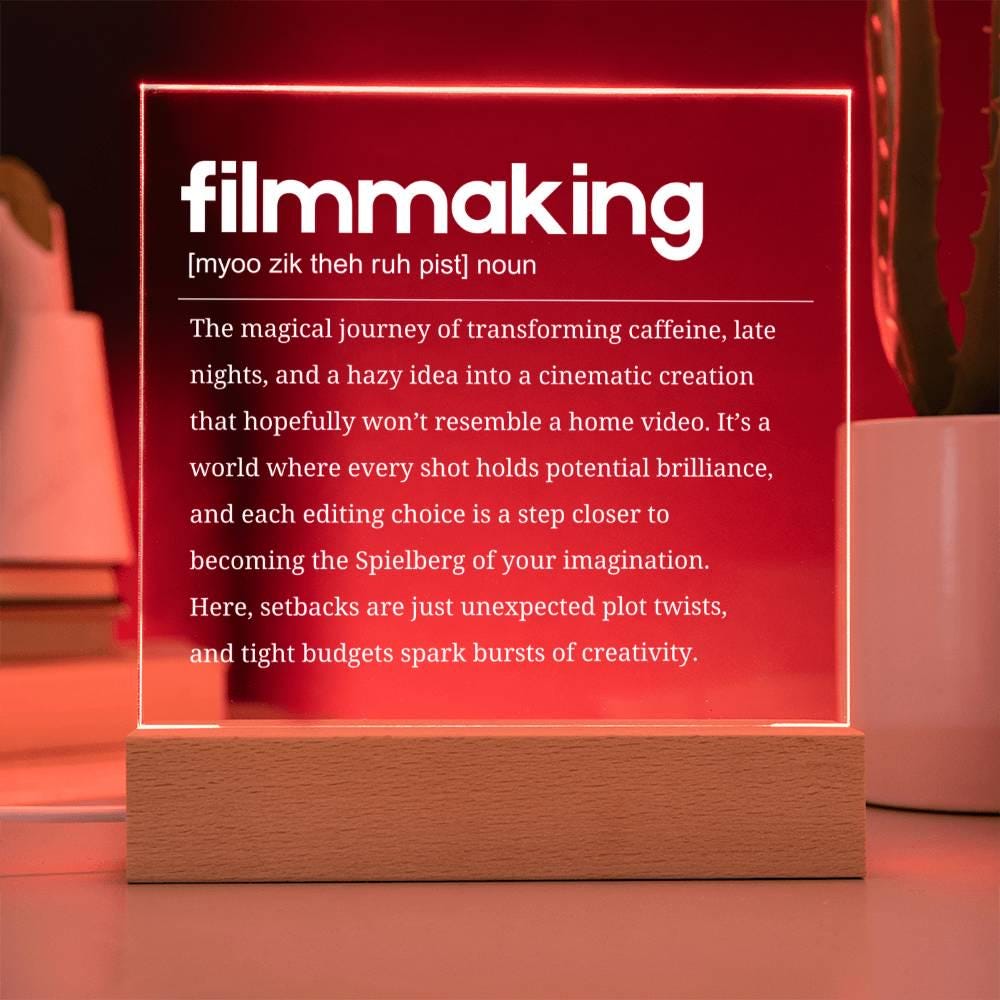 Filmmaking Definition Personalized LED Plaque – Gift for Filmmaker – view 2