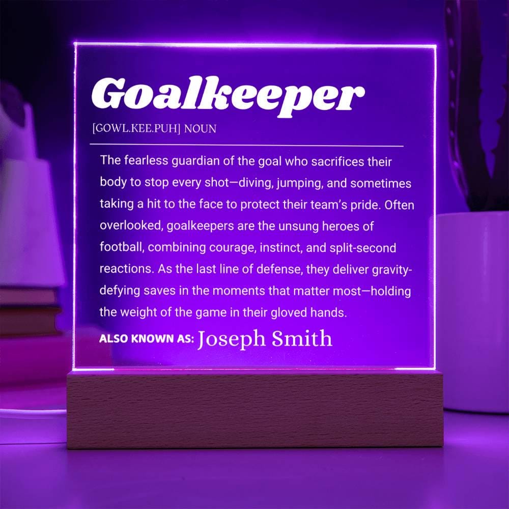 Goalkeeper Gift Personalized LED Acrylic Plaque – Goalie Gifts – view 9