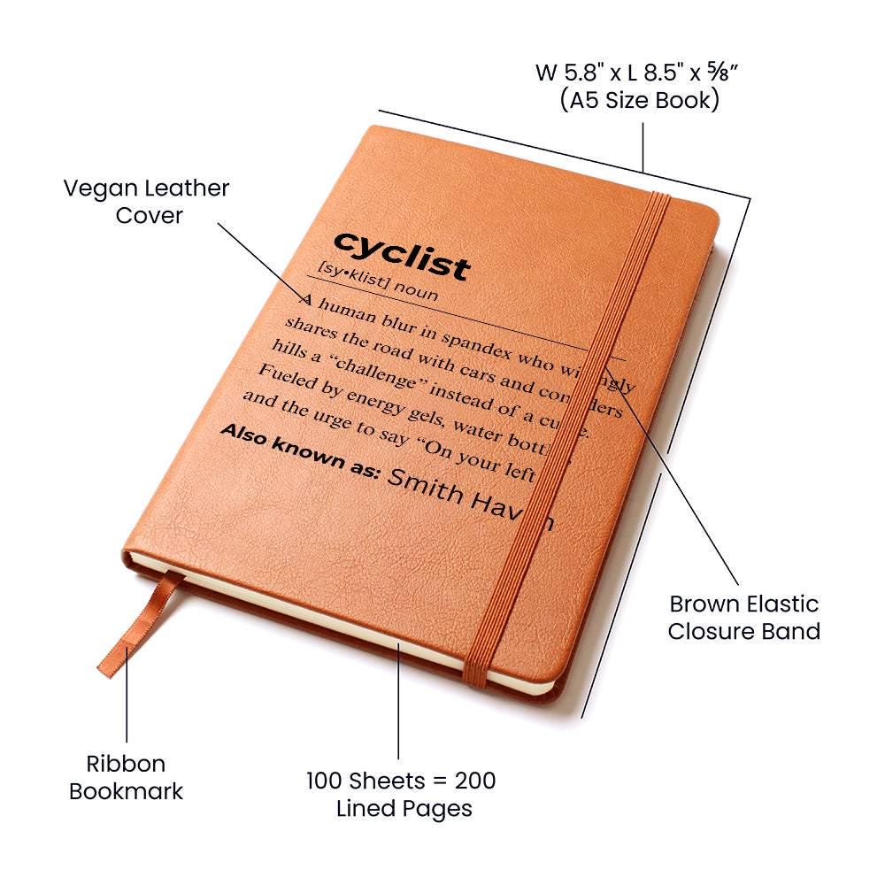 Cyclist Definition Leather Journal – Gift for Cyclist – view 4