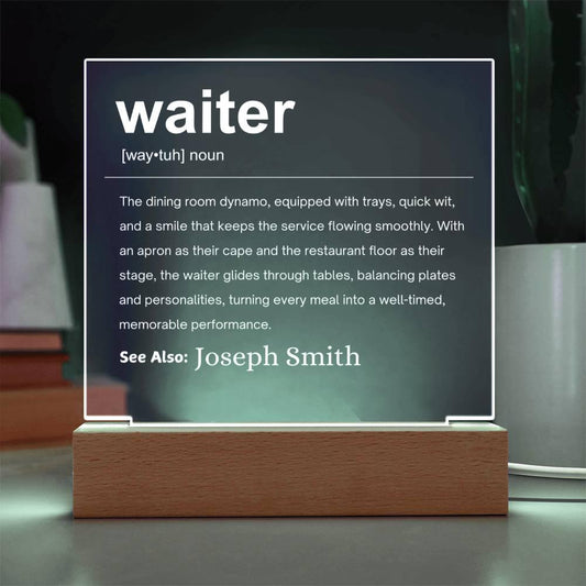 Waiter Gift Personalized LED Acrylic Plaque – Gift for Server