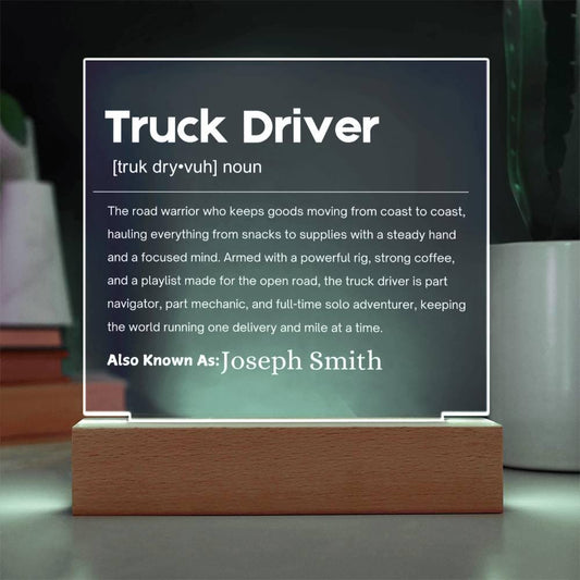 Truck Driver Gift Personalized LED Acrylic Plaque – Trucker Husband