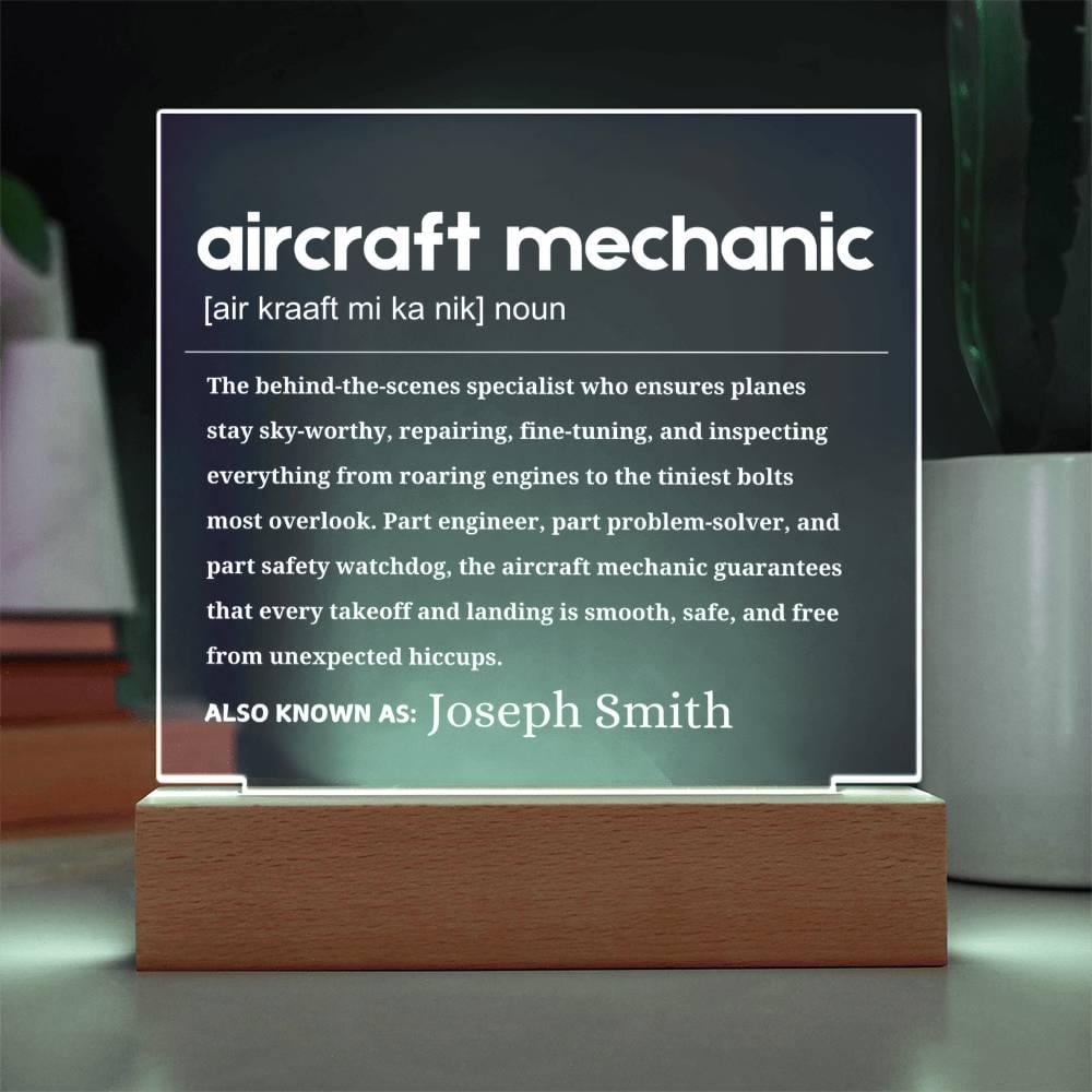 Aircraft Mechanic Gift Personalized LED Acrylic Plaque
