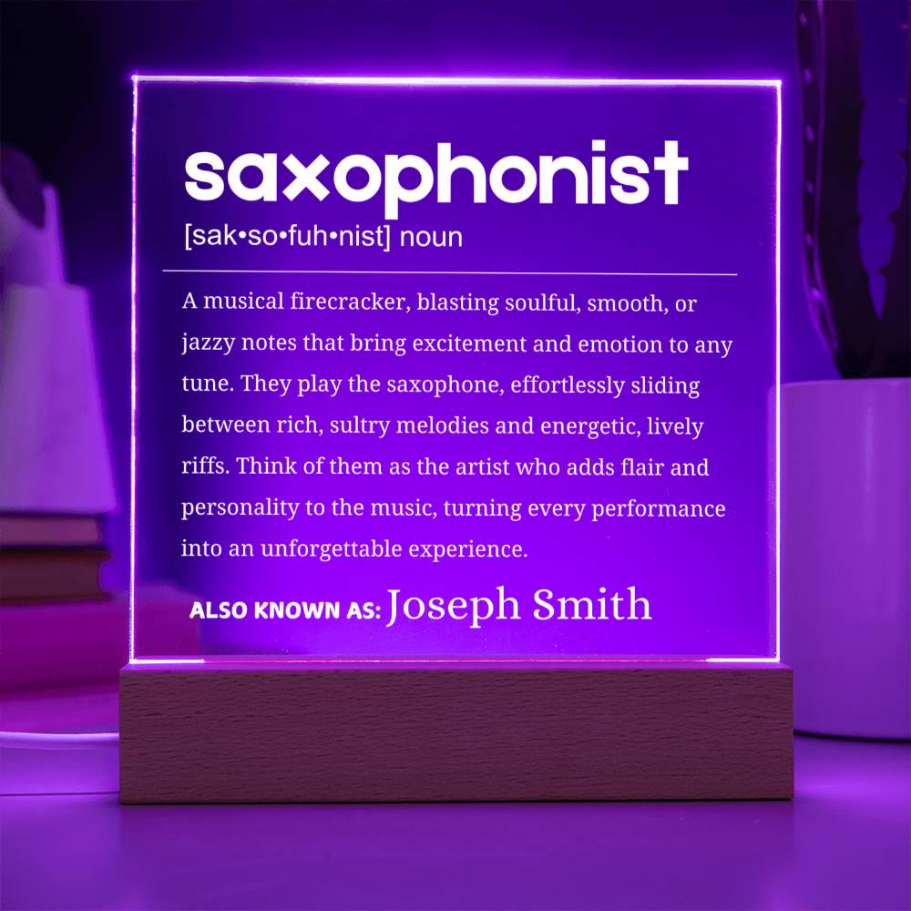 Saxophonists Definition Personalized LED Acrylic Plaque – view 2