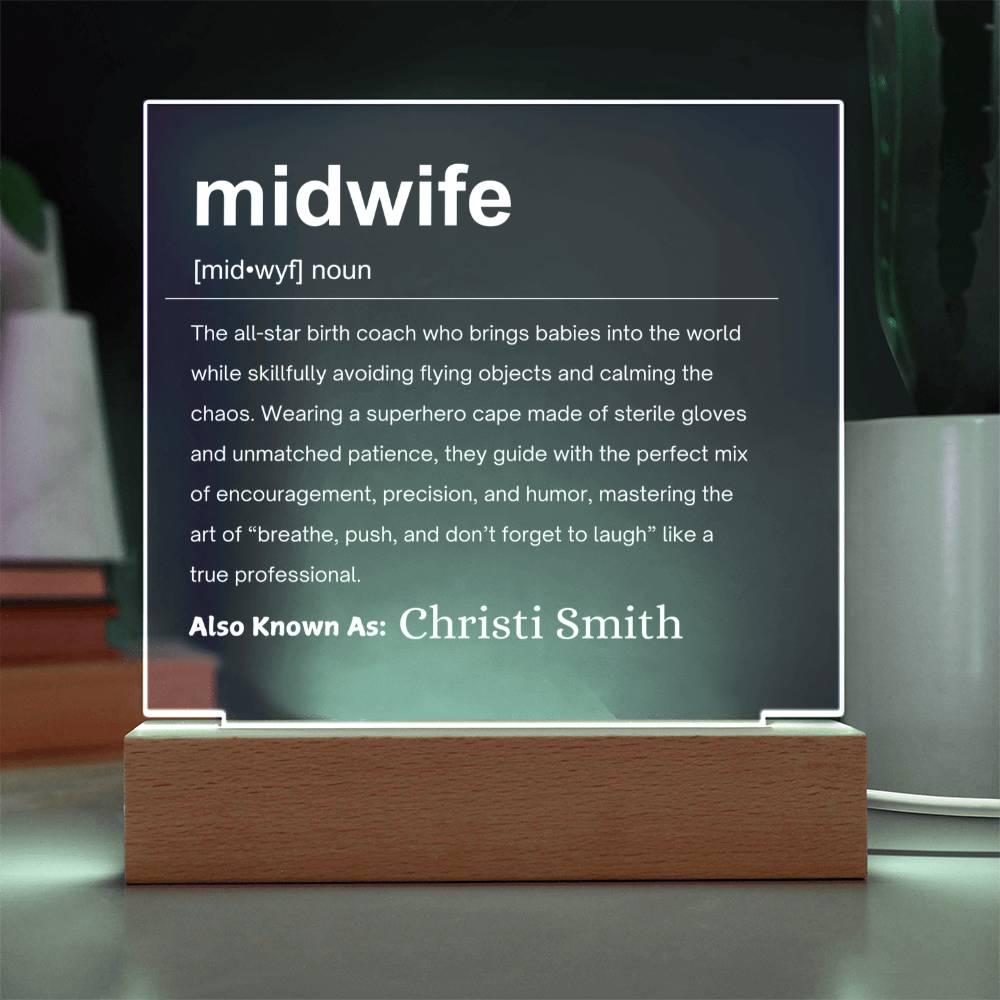 Midwife Definition Personalized LED Acrylic Plaque – Gift For Midwife
