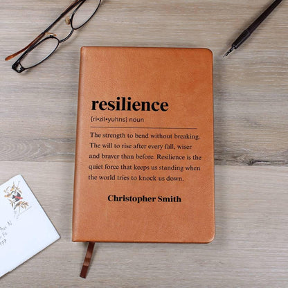 Resilience Definition Personalized Leather Journal – Entrepreneur Gift – view 8