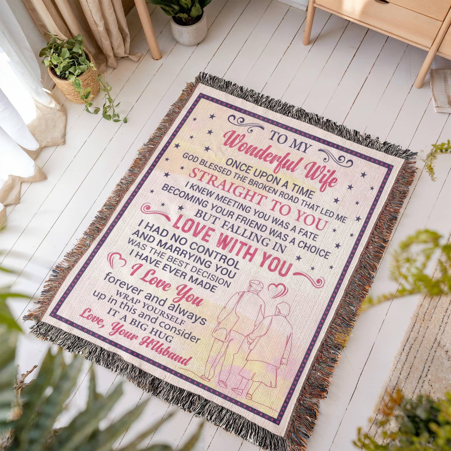 To My Wonderful Wife Personalized Blanket – Gift for Wife from Husband – view 3