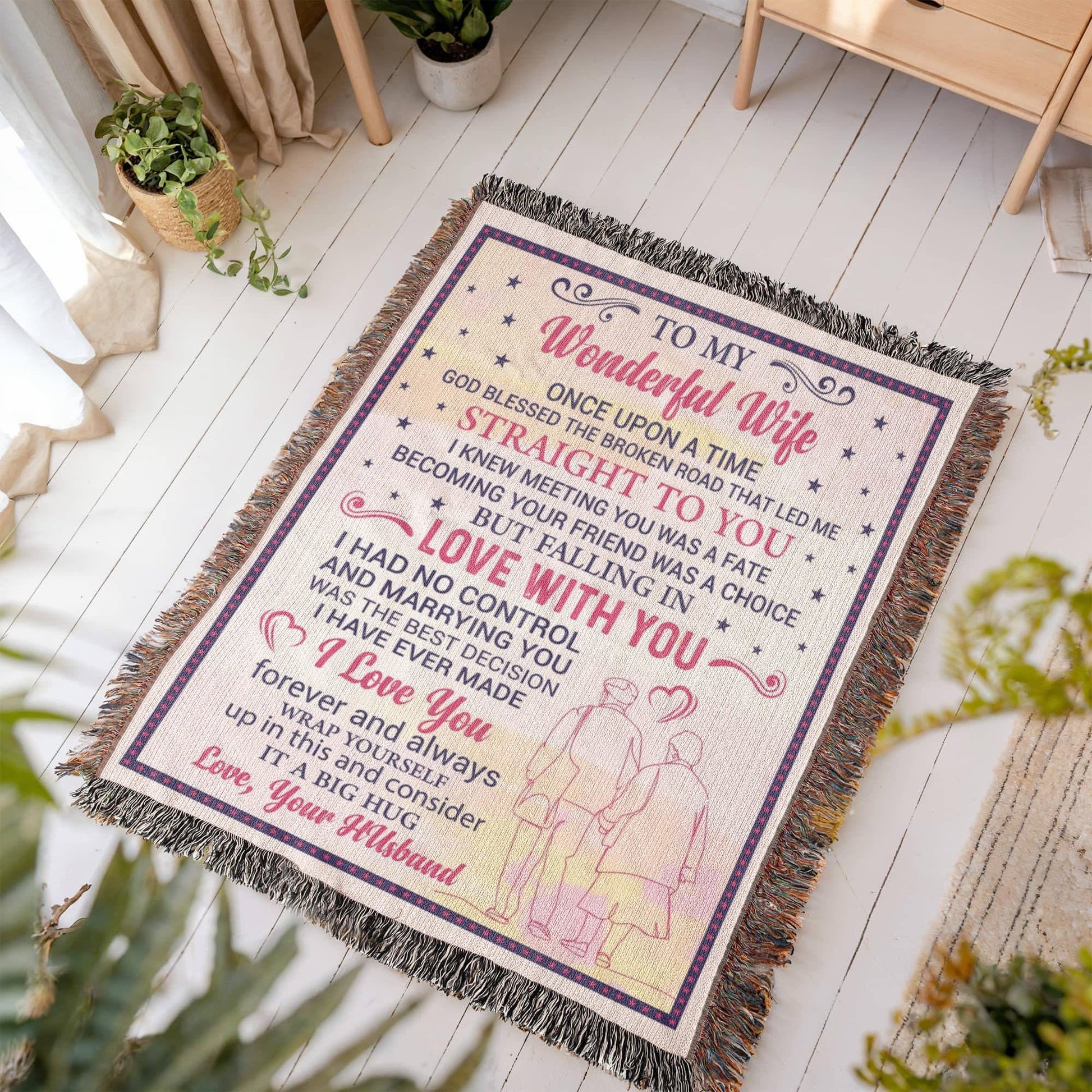 To My Wonderful Wife Personalized Blanket – Gift for Wife from Husband – view 3