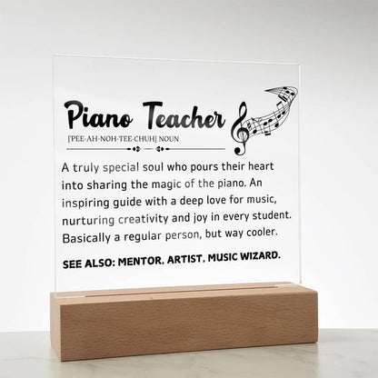 Piano Teacher Gift LED Acrylic Plaque – Gift for Piano Instructor – view 3