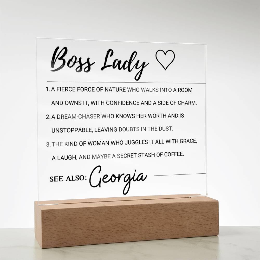 Boss Lady Personalized LED Acrylic Plaque – Gift for Female Boss – view 9
