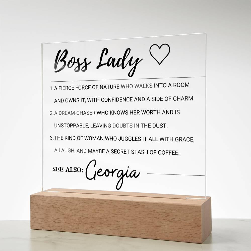 Boss Lady Personalized LED Acrylic Plaque – Gift for Female Boss – view 4