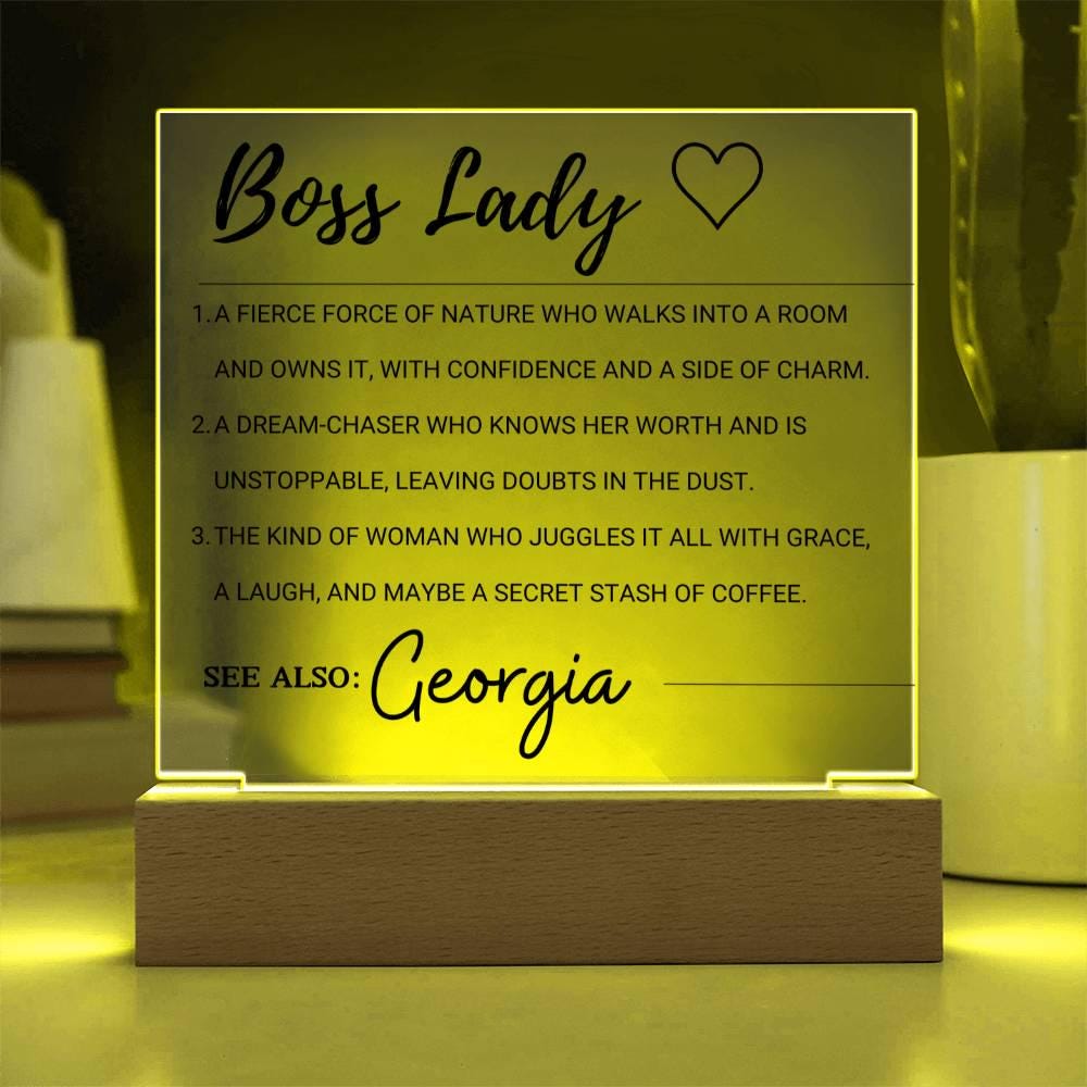 Boss Lady Personalized LED Acrylic Plaque – Gift for Female Boss – view 3