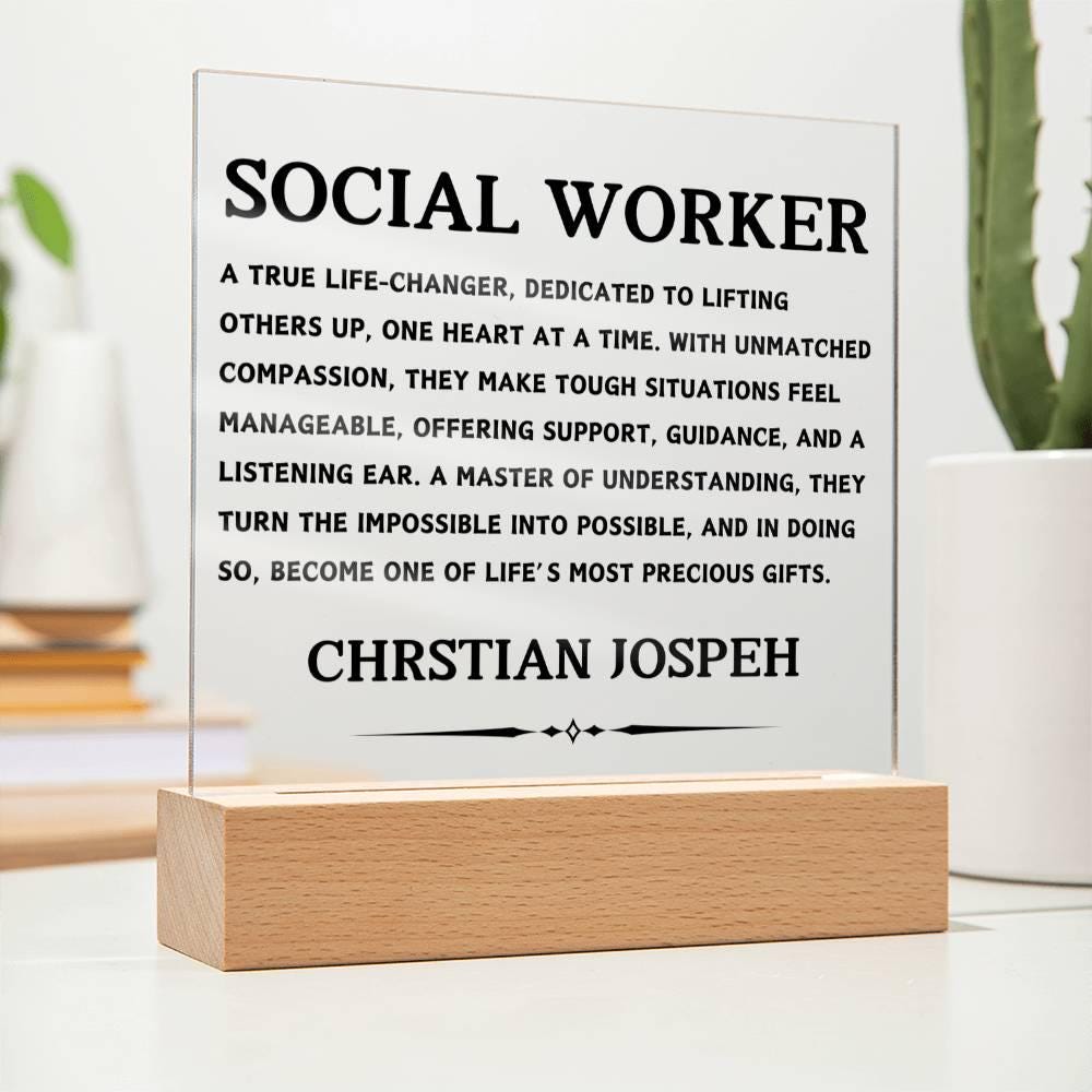 Social Worker Gift Personalized LED Acrylic Plaque – view 8