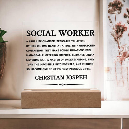 Social Worker Gift Personalized LED Acrylic Plaque – view 9