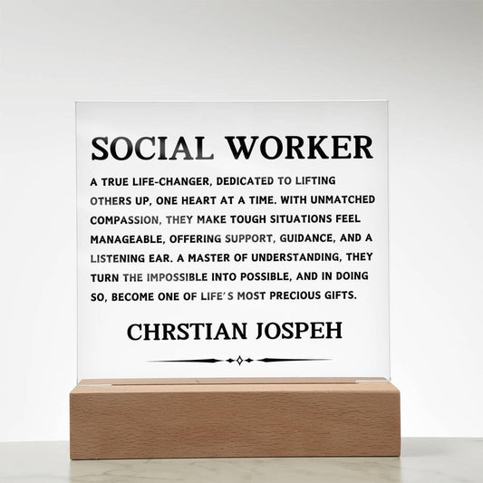 Social Worker Gift Personalized LED Acrylic Plaque – view 2