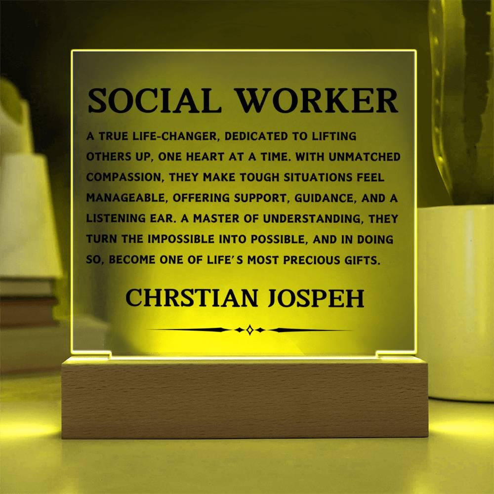 Social Worker Gift Personalized LED Acrylic Plaque – view 4