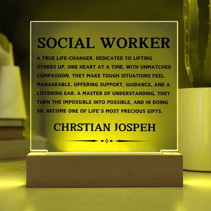 Social Worker Gift Personalized LED Acrylic Plaque – view 4