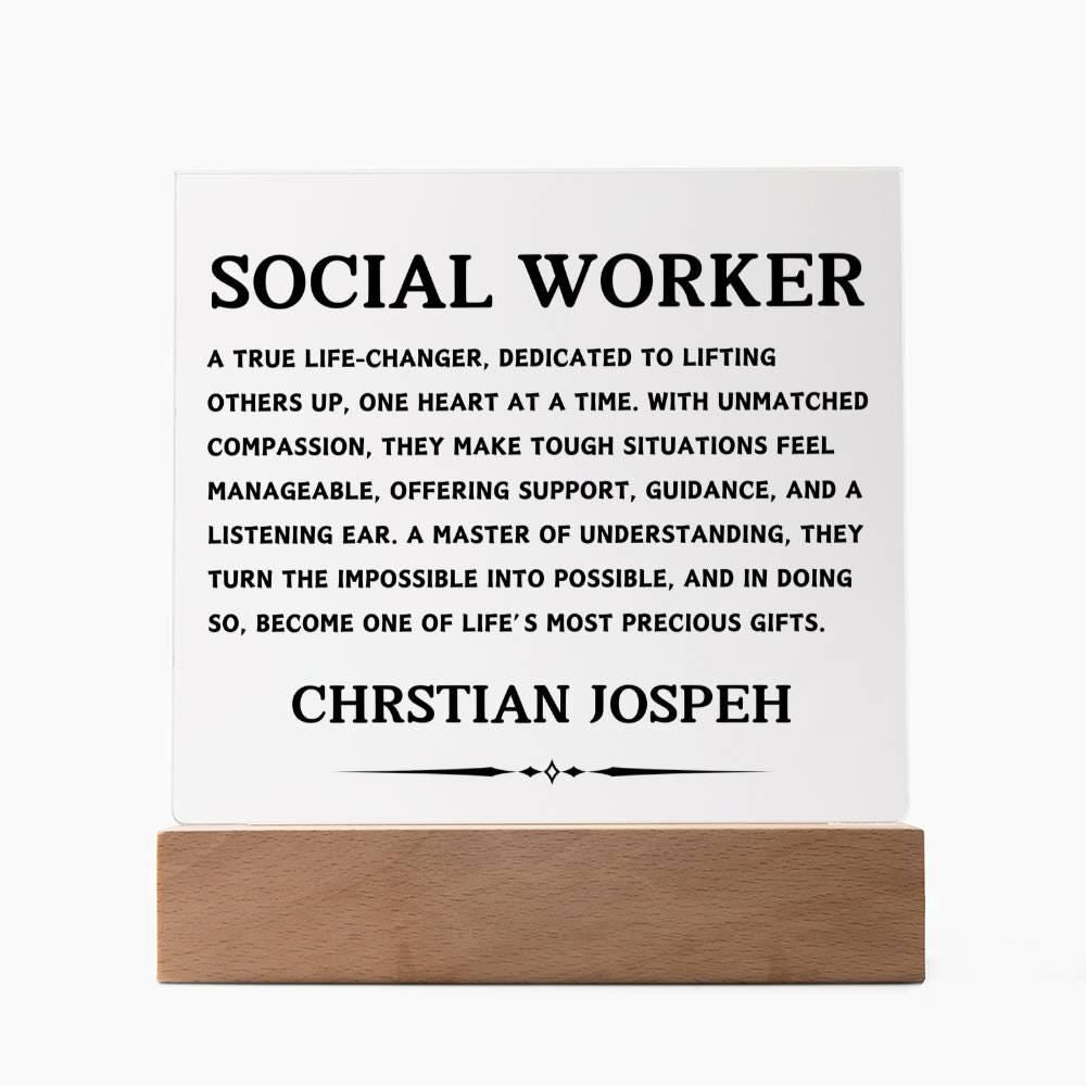 Social Worker Gift Personalized LED Acrylic Plaque – view 7
