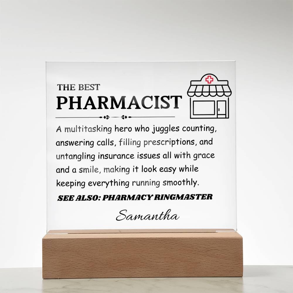 The Best Pharmacist Gift – Personalized Pharmacist LED Acrylic Plaque – view 3