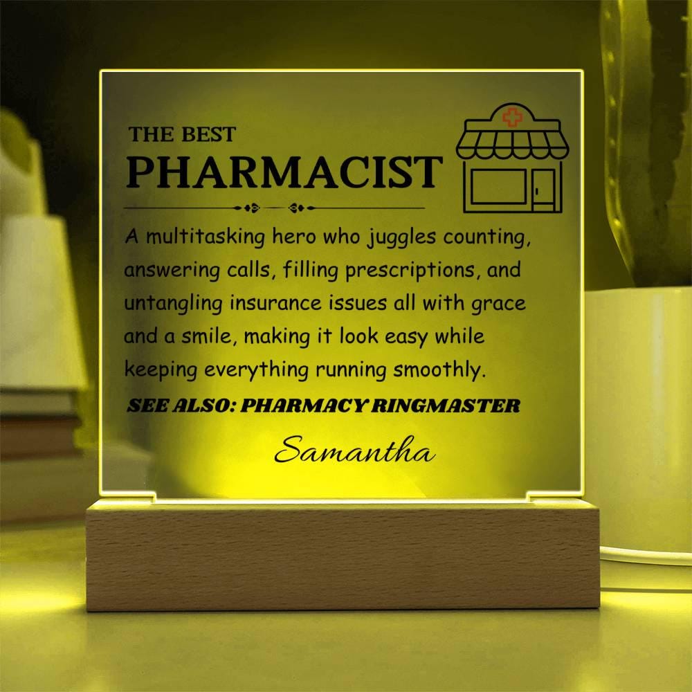 The Best Pharmacist Gift – Personalized Pharmacist LED Acrylic Plaque – view 6
