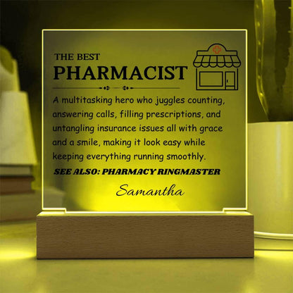 The Best Pharmacist Gift – Personalized Pharmacist LED Acrylic Plaque – view 6