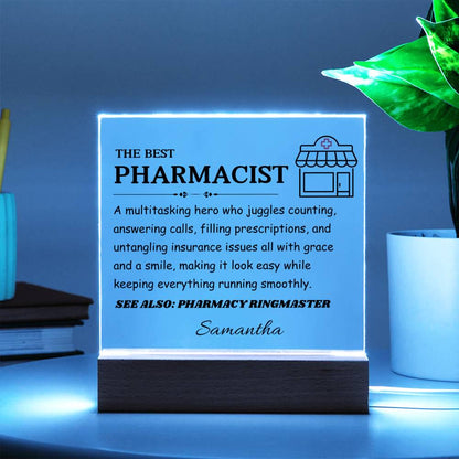 The Best Pharmacist Gift – Personalized Pharmacist LED Acrylic Plaque – view 5