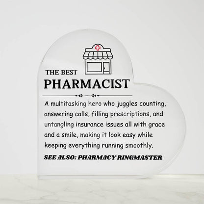 The Best Pharmacist Personalized HeartAcrylic Plaque – view 4