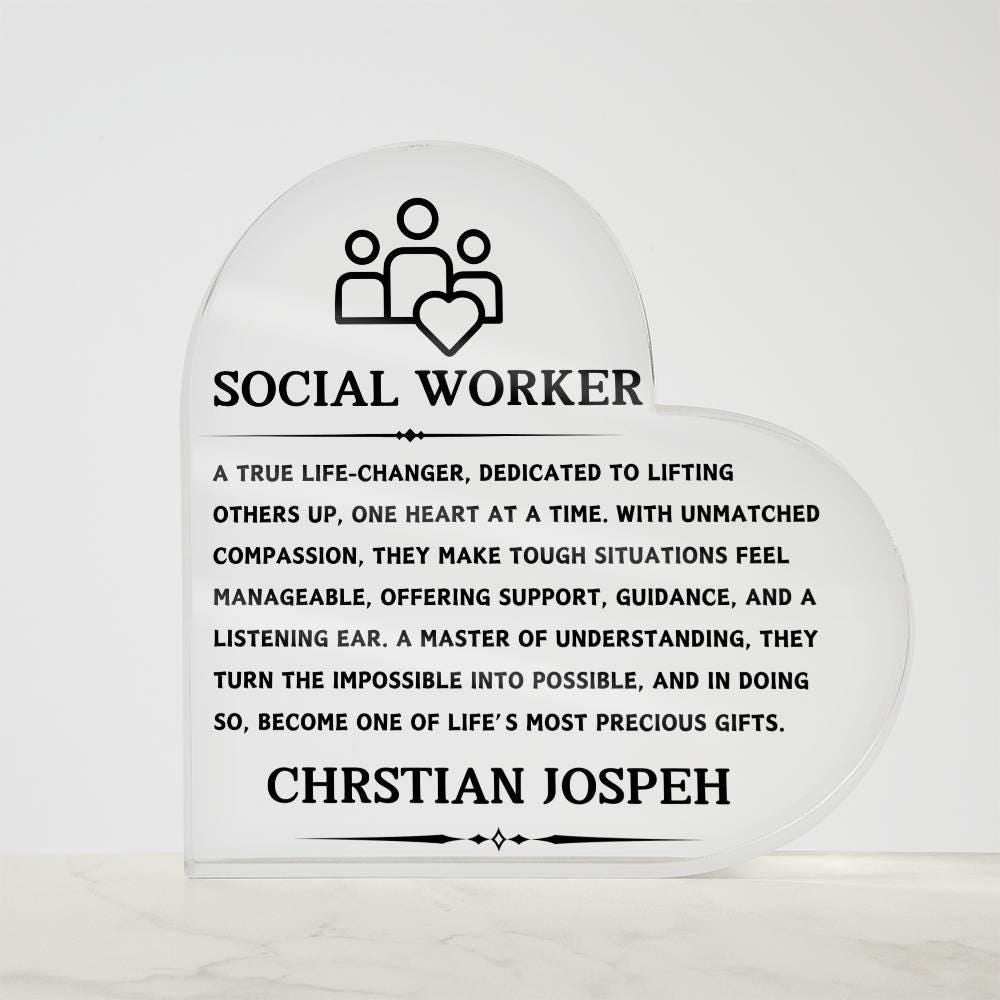 Social Worker Gift Personalized Heart Acrylic Plaque – view 8
