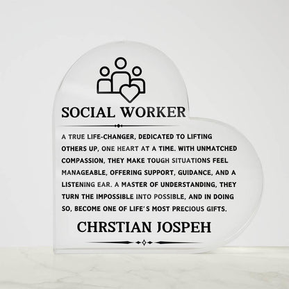 Social Worker Gift Personalized Heart Acrylic Plaque – view 8
