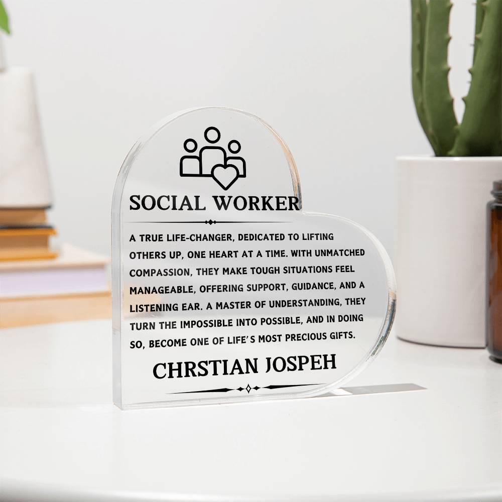 Social Worker Gift Personalized Heart Acrylic Plaque – view 6
