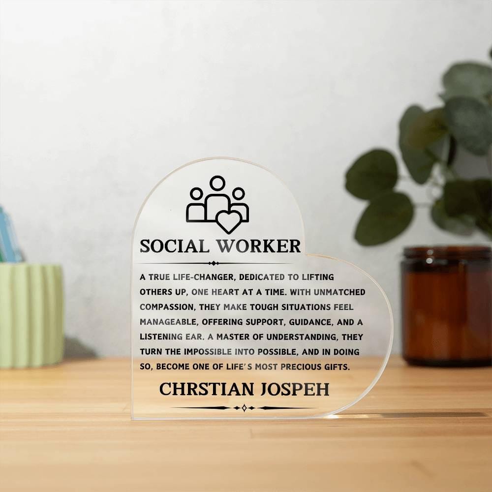 Social Worker Gift Personalized Heart Acrylic Plaque – view 5