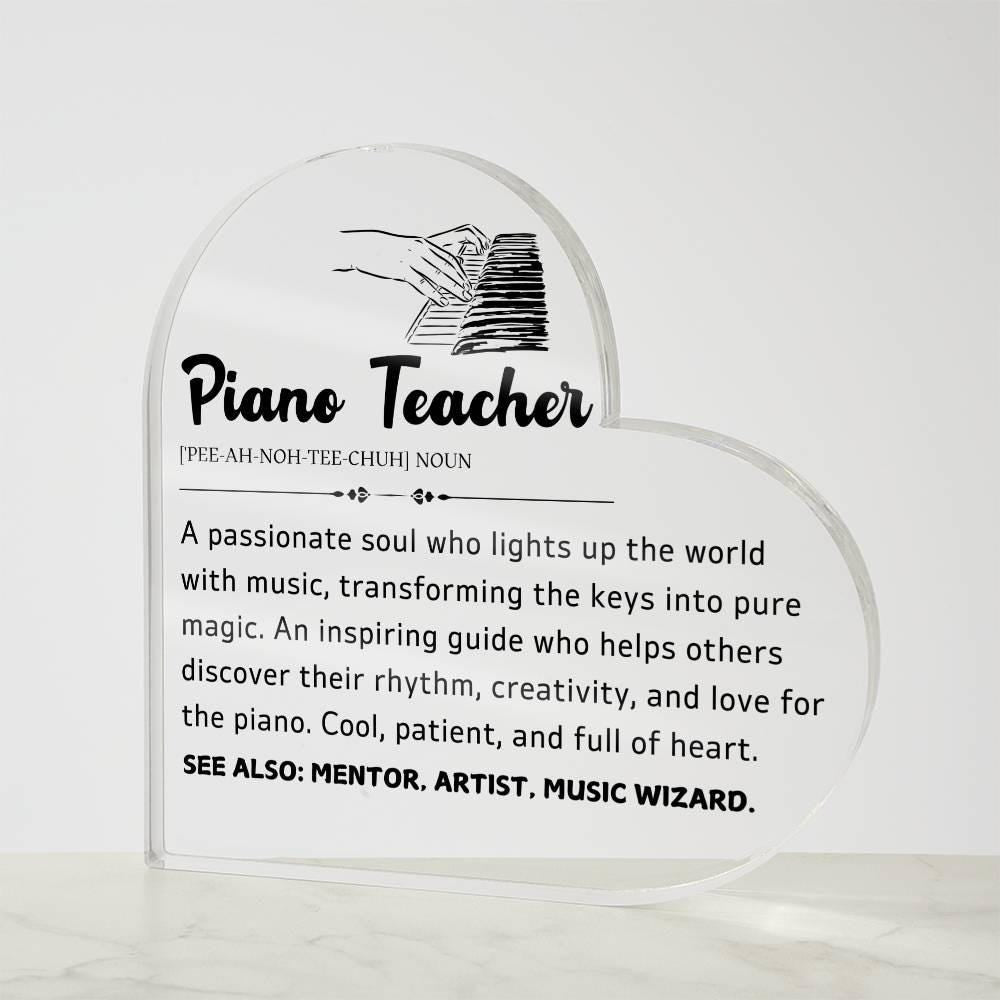 Piano Teacher Gift Heart Acrylic Plaque – Gift for Piano Instructor – view 2