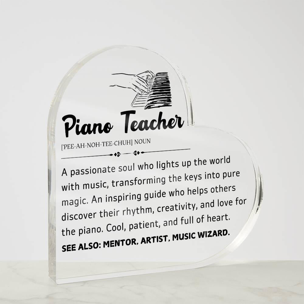 Piano Teacher Gift Heart Acrylic Plaque – Gift for Piano Instructor – view 3