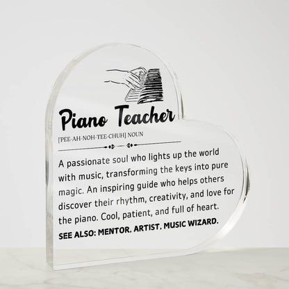 Piano Teacher Gift Heart Acrylic Plaque – Gift for Piano Instructor – view 3