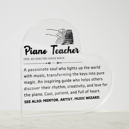 Piano Teacher Gift Heart Acrylic Plaque – Gift for Piano Instructor – view 9