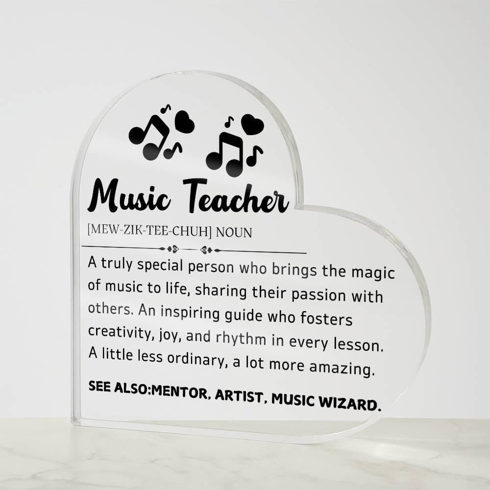 Music Teacher Heart Acrylic Plaque – Gift for Music Teacher – view 3