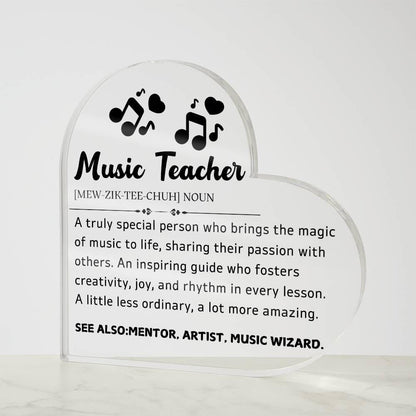 Music Teacher Heart Acrylic Plaque – Gift for Music Teacher – view 3