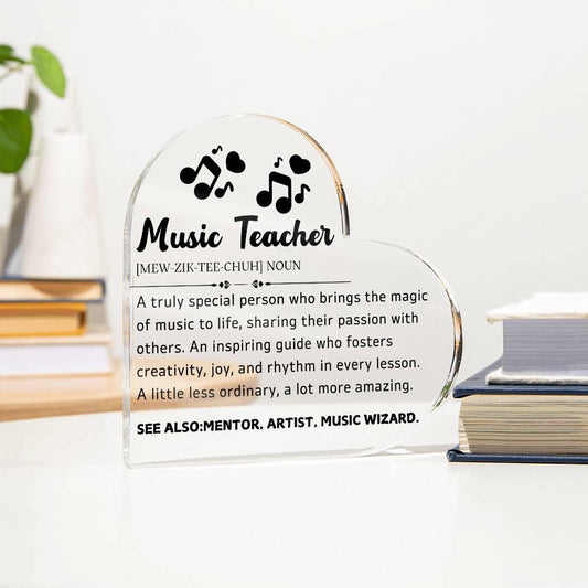 Music Teacher Heart Acrylic Plaque – Gift for Music Teacher