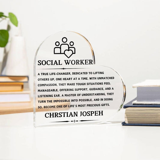 Social Worker Gift Personalized Heart Acrylic Plaque